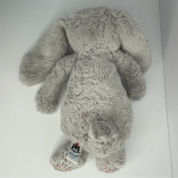 Jellycat London Silver Blossom Bunny Gray Soft Medium 12” HTF Plush - Picture 10 of 16